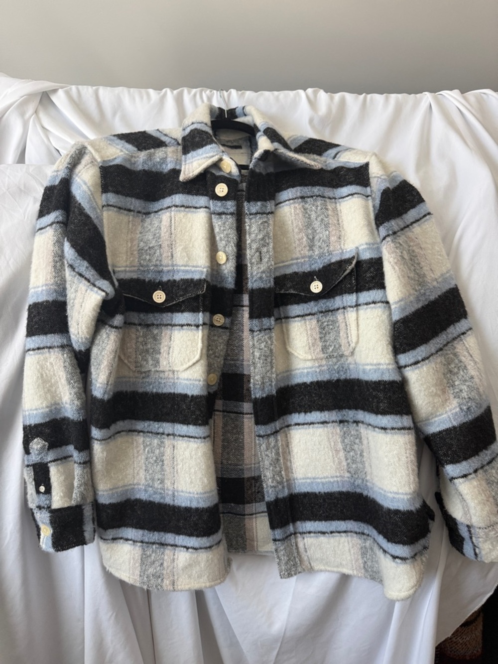 AllSaints Rayado Plaid Wool-Blend Shacket